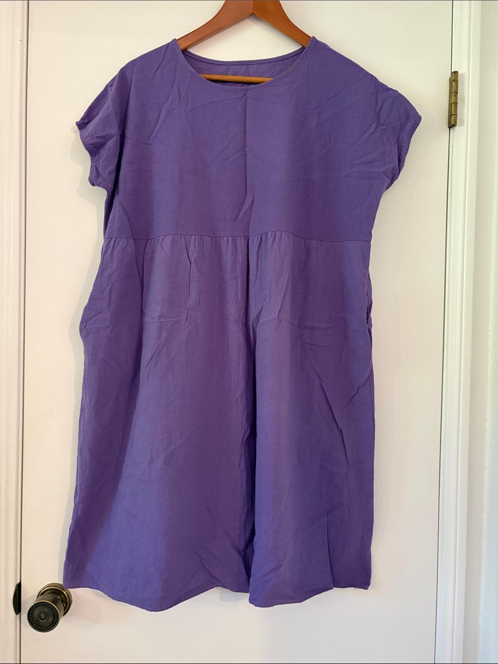 Purple Short Sleeve Drop Waist Dress